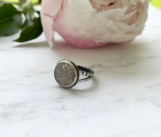 pave diamond ring - 15mm