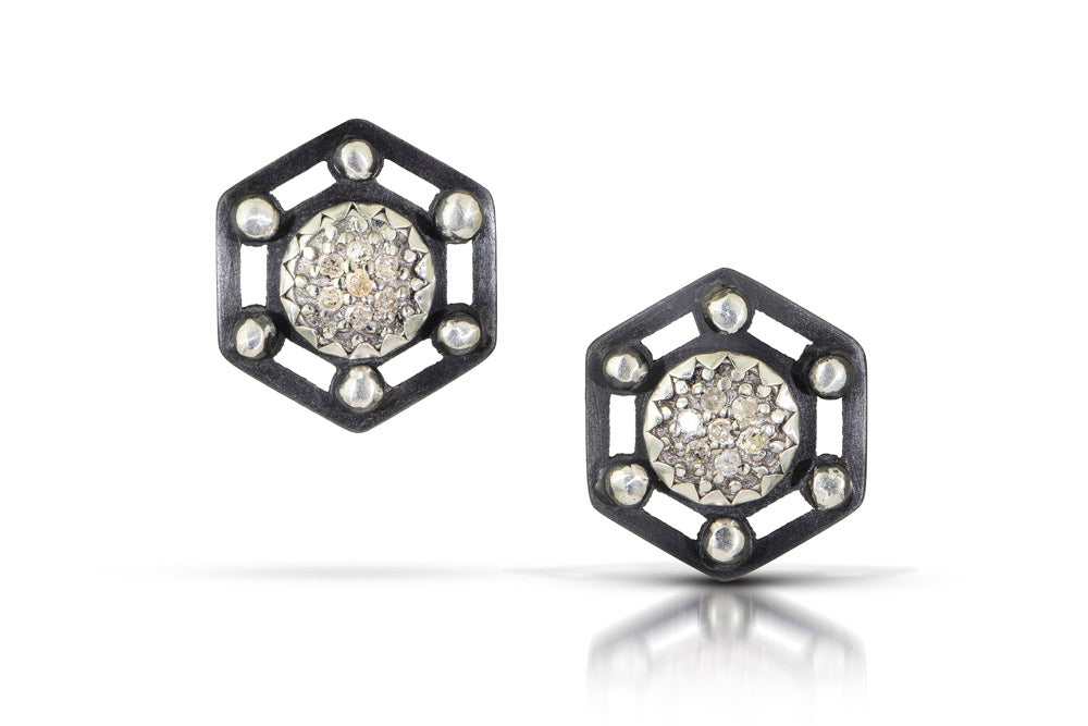 Geometric  Post Earrings - silver