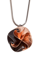 Simple Flora Pendant, Snake Chain, Three Colors, Silver, Gold, Rose with Oxidized Sterling Silver,  Origami Folding technique