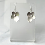 Hydrangea Wire Earrings - Satin Finished Sterling Silver Four Petaled Flower Earrings for Everyday.