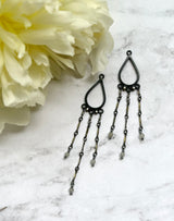 Pavé Diamond Earrings -"Day/Night" with removable backing - Pavé Diamond Charm is Set into Oxidized Sterling Silver or 14k Gold Bezel, with an Option to Add Extra Length on Back. Versatile Earrings!