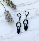 Simple Black Spinel necklace and earrings