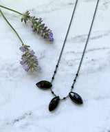 Simple Black Spinel necklace and earrings