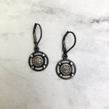 Pavé Diamond Earrings - Short Dangles - Pavé Diamond Charms set into Oxidized Sterling Silver, for Everyday Bling