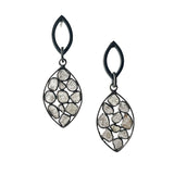 Diamond Earrings - Diamond Slices - Diamond Slices Arranged with Oxidized Sterling Silver, One of a Kind Vintage Inspired Designs