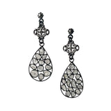 Diamond Earrings - Diamond Slices - Diamond Slices Arranged with Oxidized Sterling Silver, One of a Kind Vintage Inspired Designs