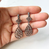 Diamond Earrings - Diamond Slices - Diamond Slices Arranged with Oxidized Sterling Silver, One of a Kind Vintage Inspired Designs