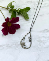 Pavé Diamond Pendant - Everyday - Pavé Diamond Charm Set Into One of A Kind Oxidized Sterling Silver Frame with Art Deco Inspired Design.