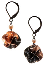 Flora with Pearl Earrings, 3 Colors, 2 Size options, Earrings with Freshwater Pearl embellishment.