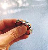 Labradorite Ring - Rose Cut 6mm Labradorite on Oxidized and Highlighted Beaded Band For Everyday.