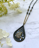 Pavé Diamond Pendant - Silver/14k - Pavé Diamond Set into 14k Yellow Gold and One of A Kind Oxidized Sterling Silver Designs