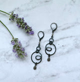 Pavé Diamond Earrings - Short Dangles - Pavé Diamond Charms set into Oxidized Sterling Silver, for Everyday Bling