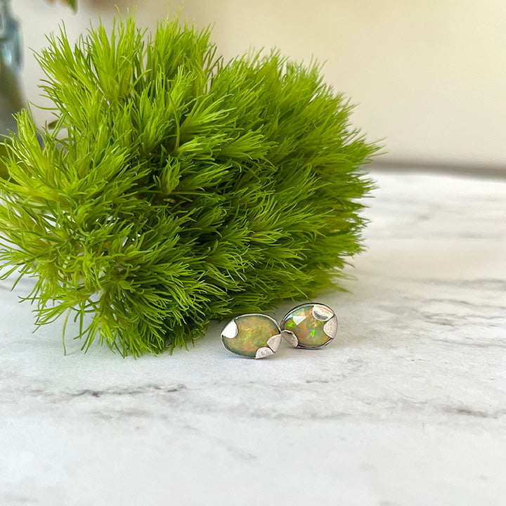 Stud earrings - oxidized sterling silver