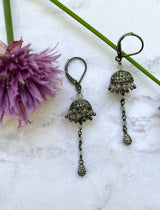 Pavé Diamond Earrings - Short Dangles - Pavé Diamond Charms set into Oxidized Sterling Silver, for Everyday Bling