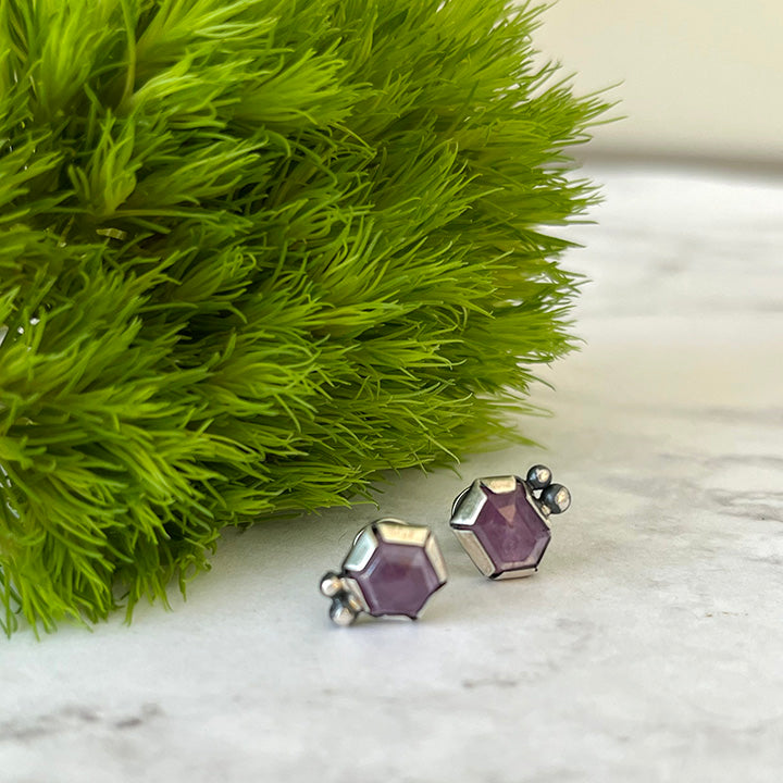 Stud earrings - oxidized sterling silver