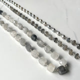 Gem Necklaces - Silver - Various Length and Gemstones, Traditional Shape with Contemporary Accent.