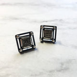 Geometric  Post Earrings - silver