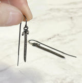 Pavé Diamond Earrings - Short Dangles - Pavé Diamond Charms set into Oxidized Sterling Silver, for Everyday Bling