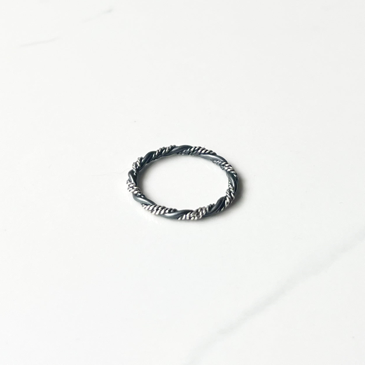Stackable ring - Vine, Delicate Oxidized Sterling Silver Band with Elegant Highlighted Twisted Vine Design for everyday wear.