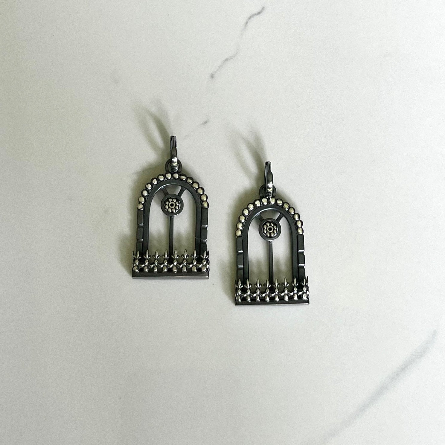 Window Earrings - One Of A Kind Oxidized Sterling Silver with Crystal Quartz Panels. A Conversation Starter!