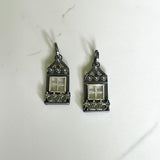 Window Earrings - One Of A Kind Oxidized Sterling Silver with Crystal Quartz Panels. A Conversation Starter!