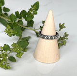 Stackable Ring, Wreath, Oxidized Sterling Silver with Continuous Floral Motif for Everyday.