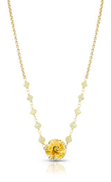 18k flora necklace with yellow diamond