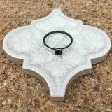 Onyx Ring - 5mm Rose Cut Onyx, Oxidized and Highlighted for Stacking.