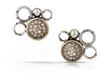pave diamond earrings with 14k accent - stud 10mm