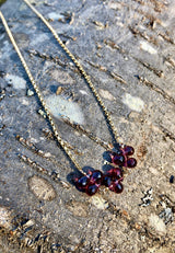 petal necklace - garnet briolettes with gold-filled chain