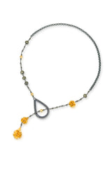 Teardrop Lariat Necklace, 3 Color Options, With Faceted Gemstone, An Asymmetrical Statement Necklace for A Special Occasion.