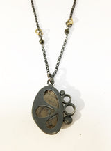 rose cut necklace - sterling silver with gold accent