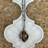 rose cut necklace - sterling silver with gold accent