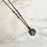 Pavé Diamond Pendant - Silver/14K Mini - Pavé Diamond Charm with Oxidized Sterling Silver with 14k Solid Gold Accent for Layering