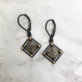 Geometric earrings with 14k accent- square