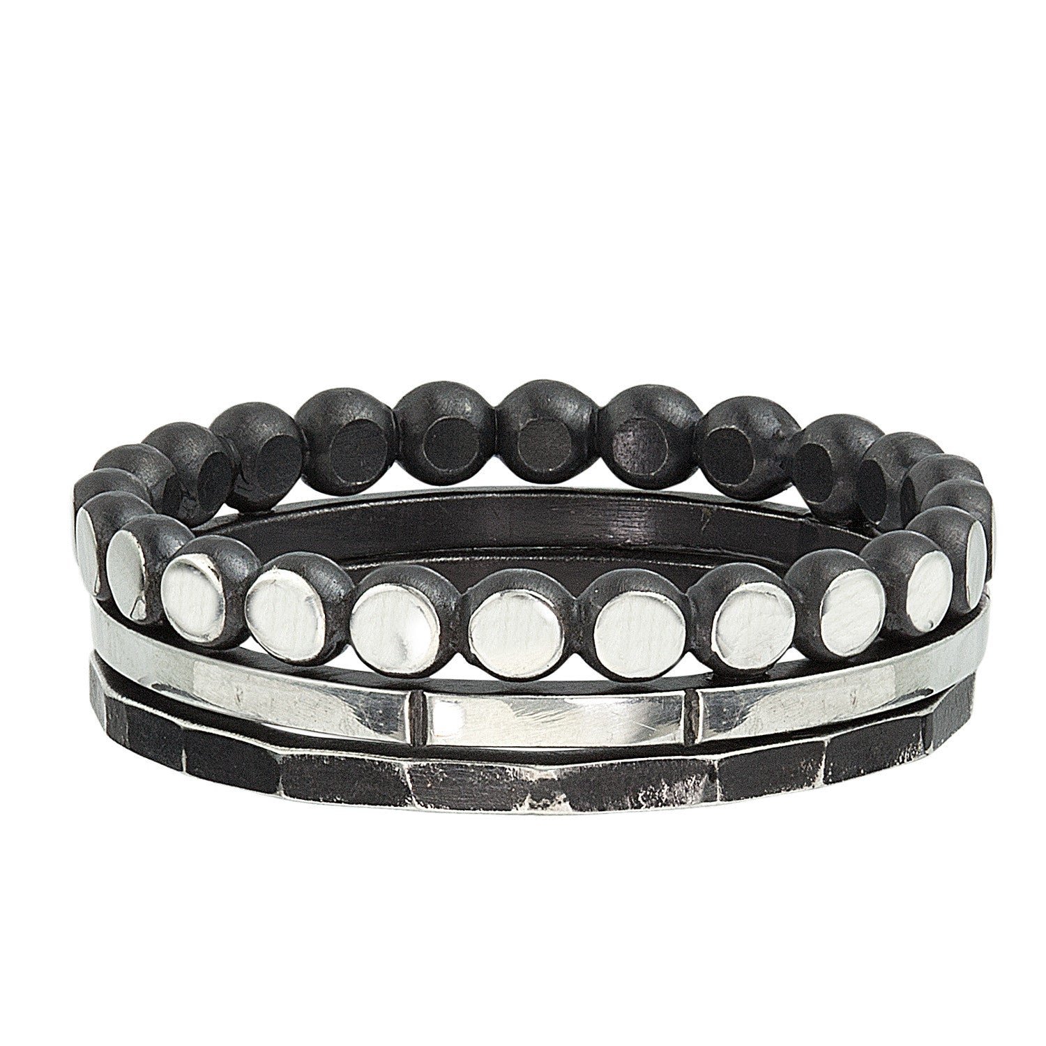 Skinny Oxidized Hammered Band - Square Band Hammered Finish for Stacking.