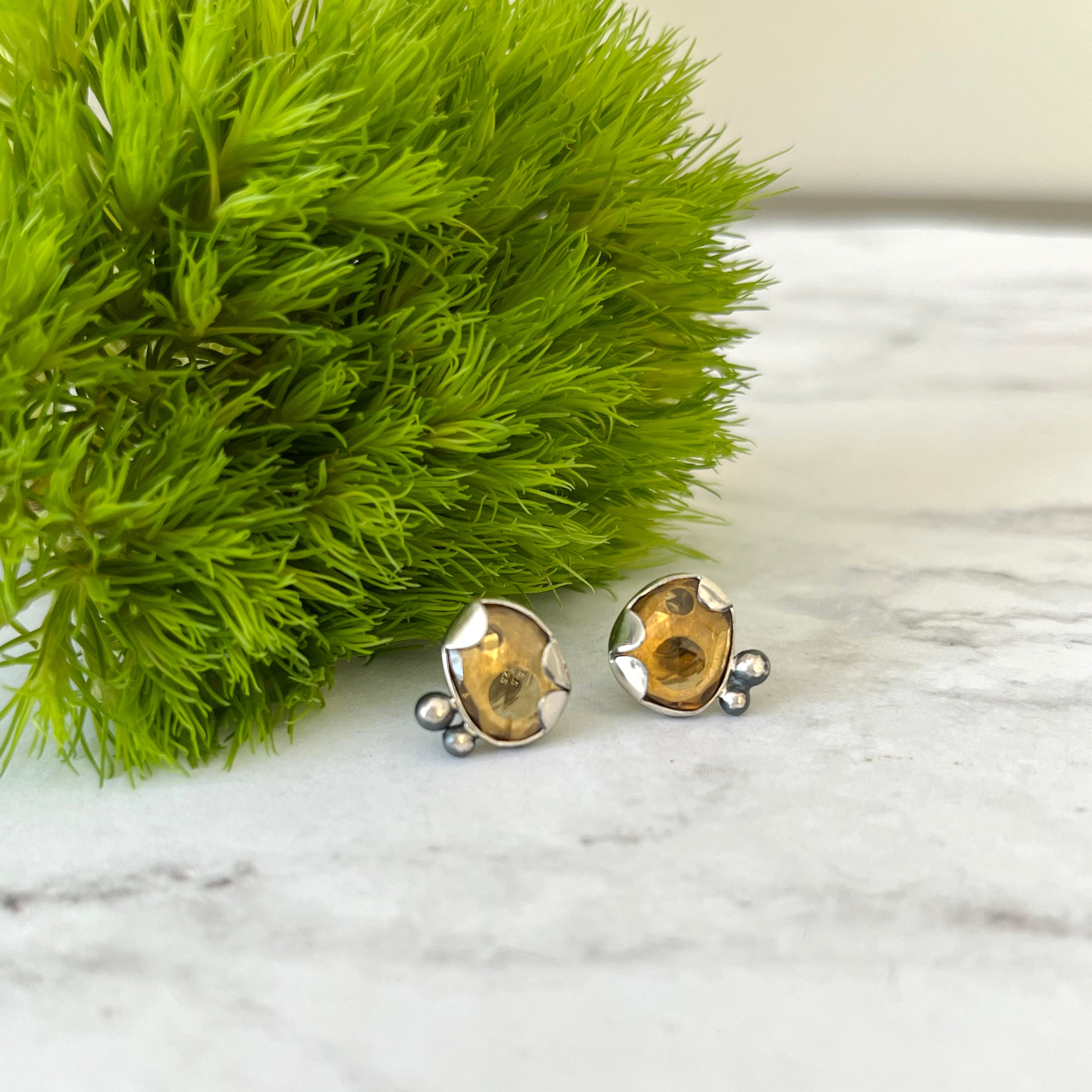 Stud earrings - oxidized sterling silver