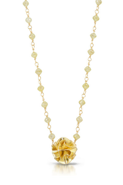18k flora necklace with yellow diamond