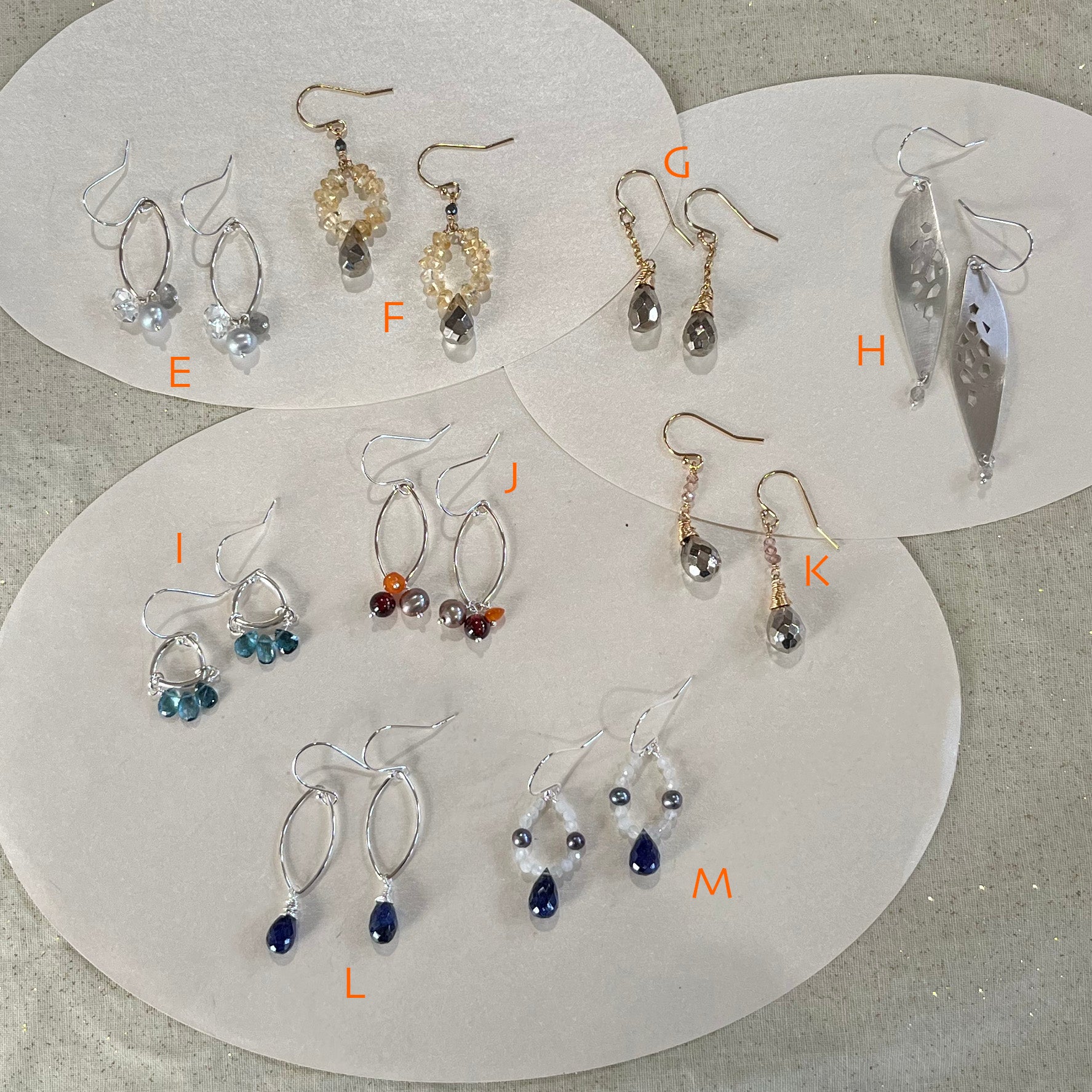Sale Earrings $40, steering silver, oxidized, gold filled, other gemstones for everyday wear.