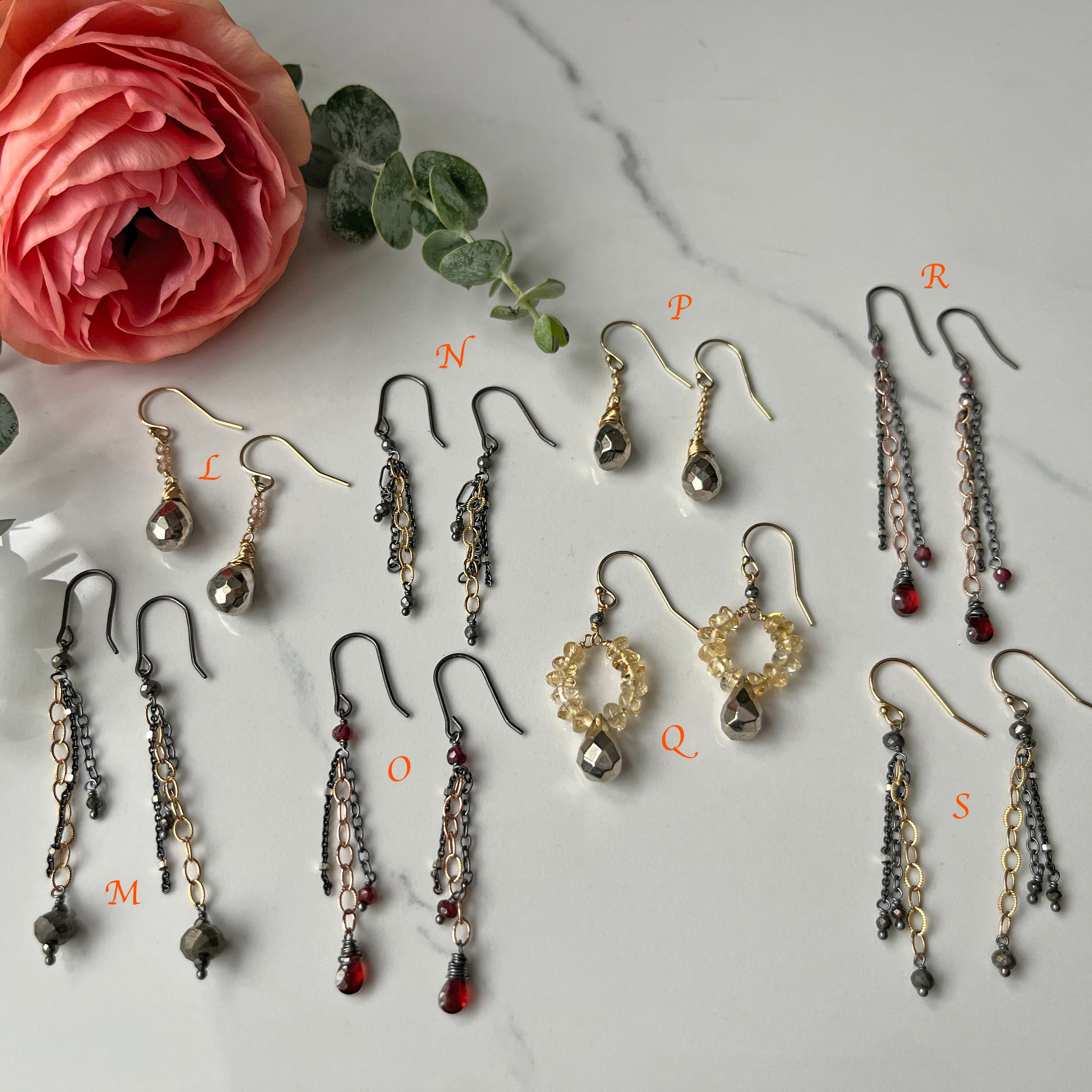 Sale Earrings $45, sterling silver, oxidized, gold filled, other gemstones for everyday wear.
