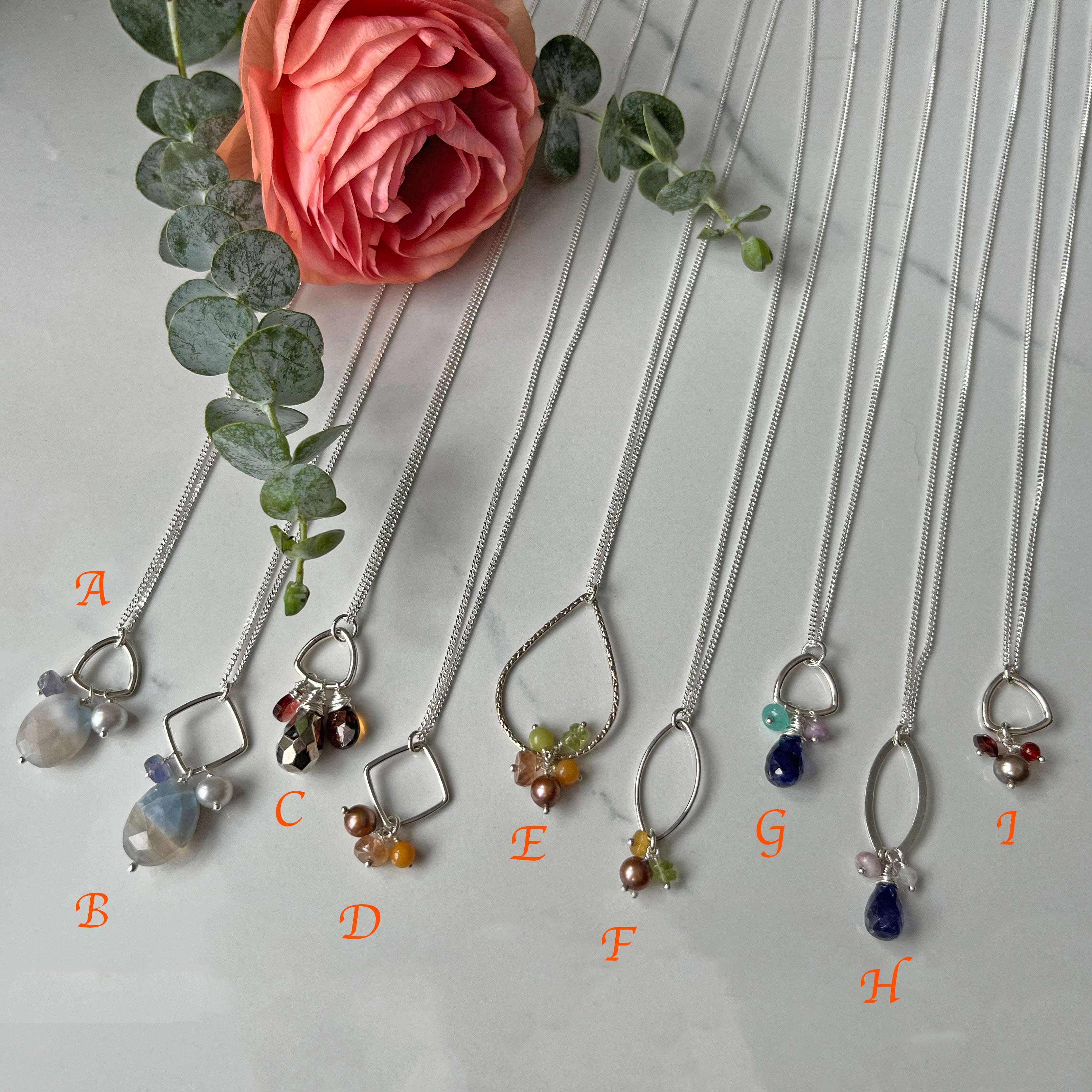 Sale Necklaces $45 Sterling Silver, Gold-filled, Oxidized Sterling Silver, with Gemstones, for everyday wear.