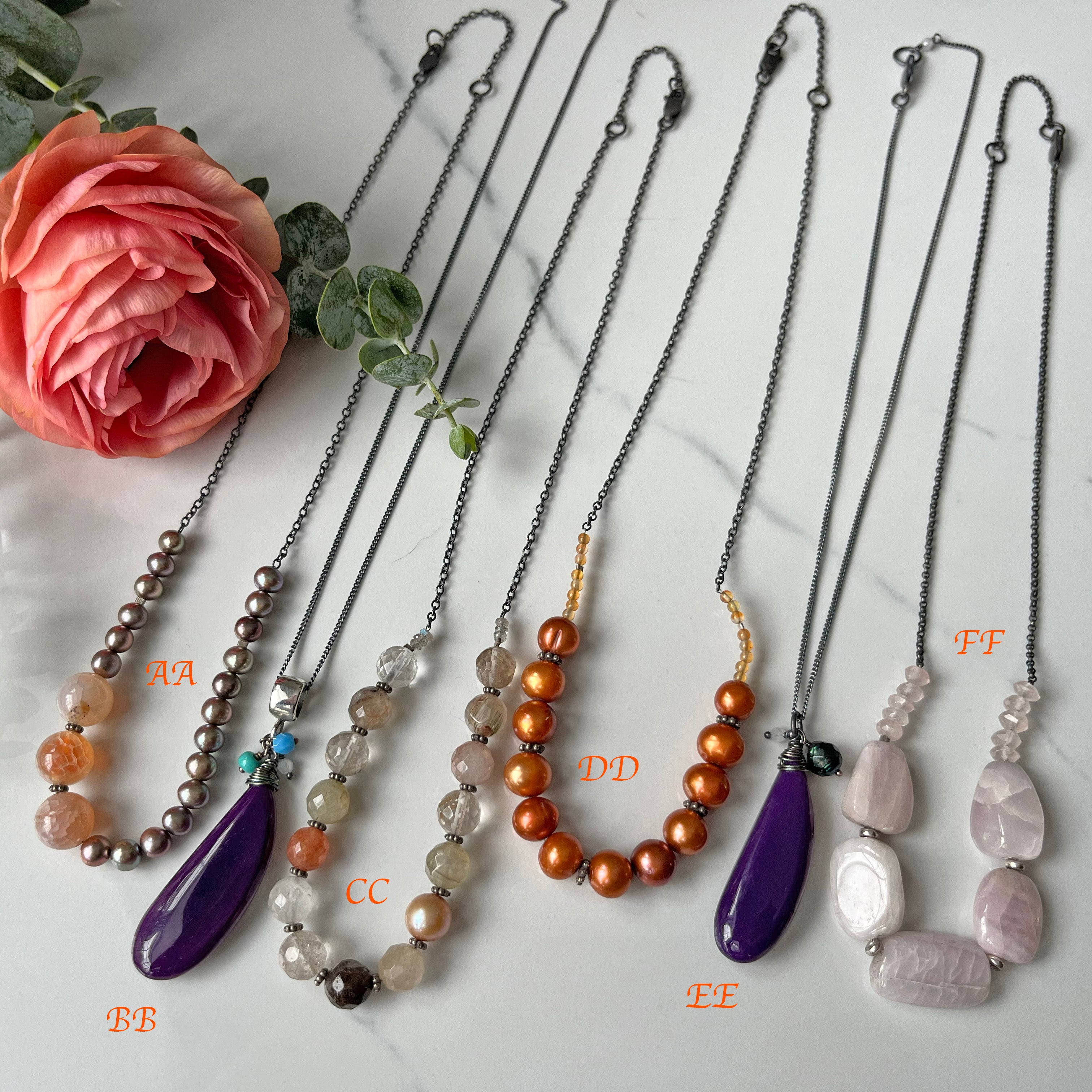 Sale Necklaces $45 Sterling Silver, Gold-filled, Oxidized Sterling Silver, with Gemstones, for everyday wear.