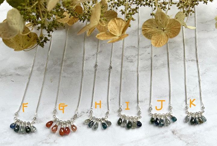 Five drops pendants with silver chain