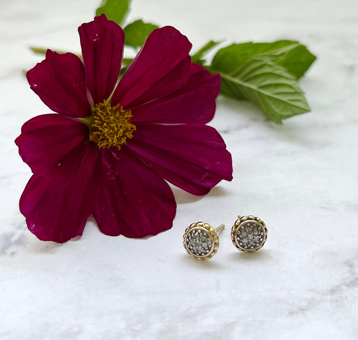 pave diamond earrings in 14k gold