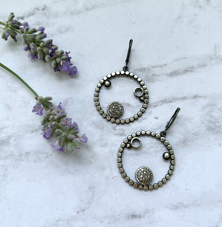 pave diamond earrings - Short with wire