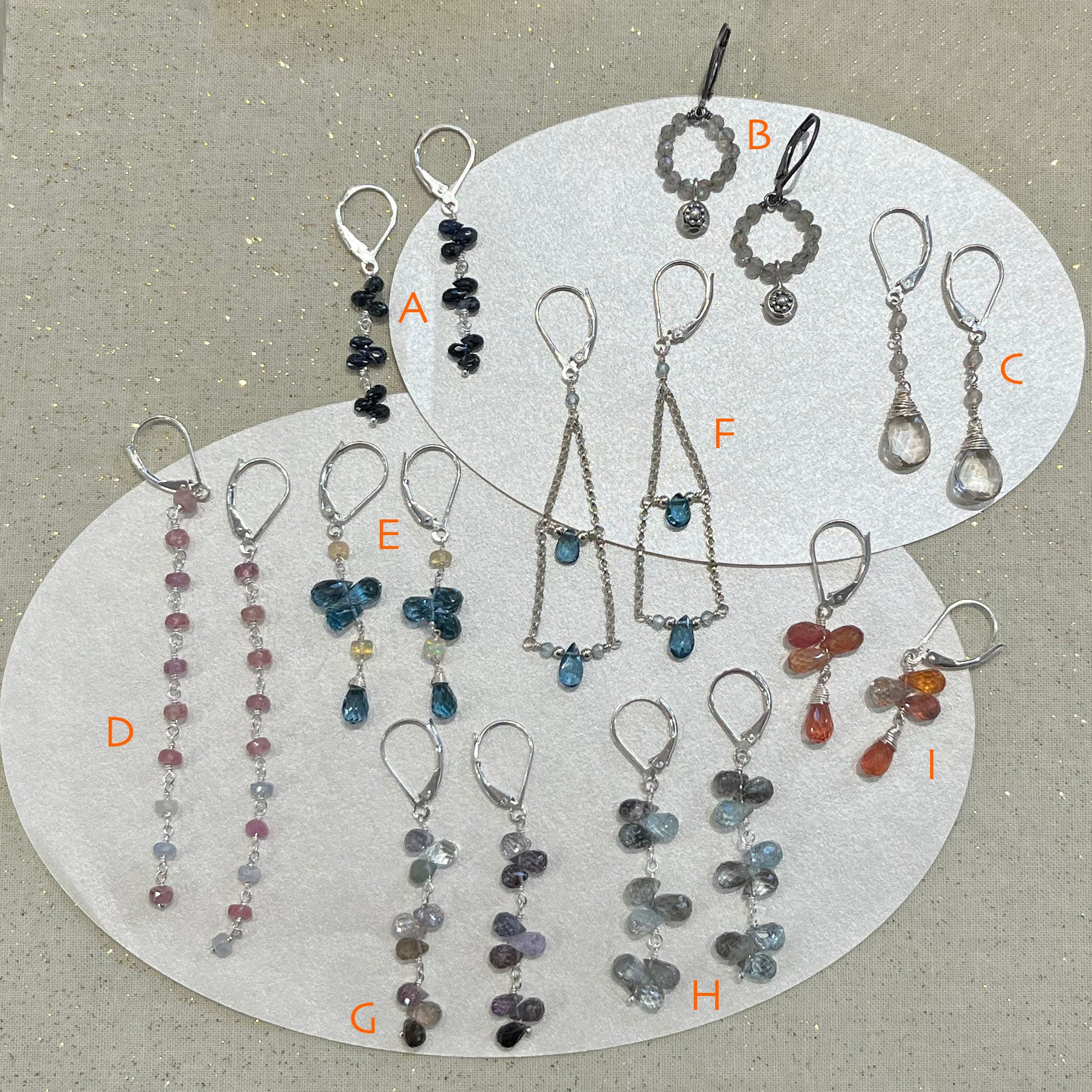 $90 Deal Earrings!, Sterling silver, Precious and Semi Precious Gemstone Briolettes, for any occasions.