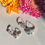 Dazzle Earrings, All Silver, Precious/Semi Precious Gemstone Briolette Dangles wire-wrapped on Sterling Silver D shaped Earrings.