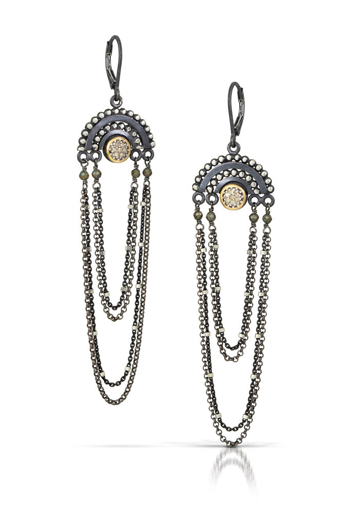 pave diamond earrings - long on wire