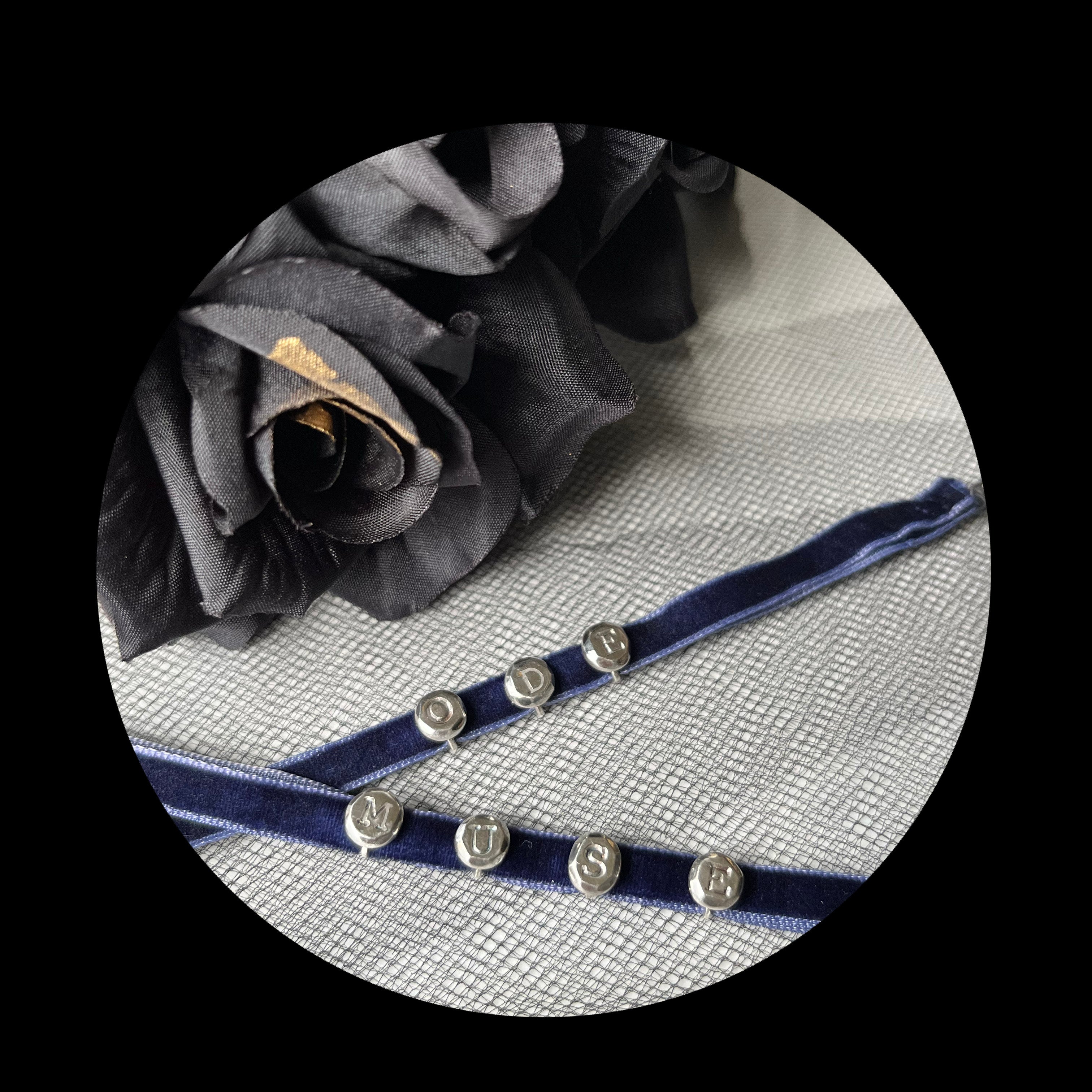 Dare to be Dark, Gothic Glam Halloween Limited Edition Echo Necklace with Rich Twilight Color Velvet Adjustable length