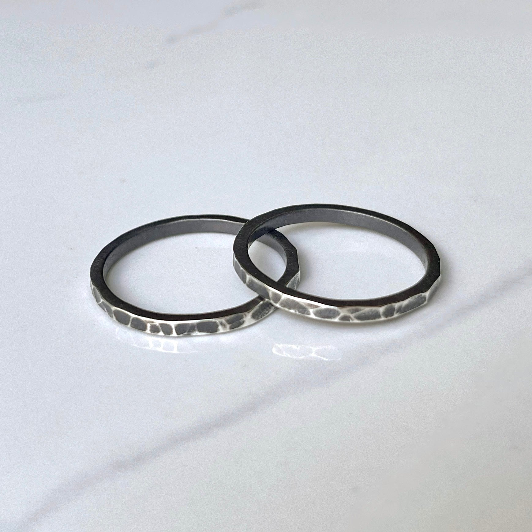 Heavy Hammered Block Band - Oxidized Hammered Weighty Square Wire Band for Stacking. (Copy)
